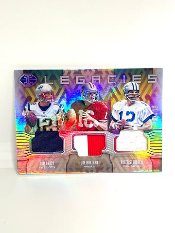 2018 Panini Illusions Triple Patch Game-Used /15 Tom Brady/Joe Montana/Roger Staubach