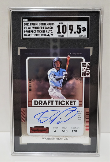 2021 Panini Contenders Draft Ticket RED Wander Franco #/75 RC #PT-WF - SGC 9.5 MINT+ AUTO 10 Rookie Prospect Ticket