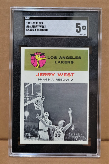 1961-62 Fleer In Action Jerry West RC #66 - SGC 5 EX Lakers HOF Rookie