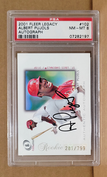 2001 Fleer Legacy Albert Pujols #/799 RC #102 - PSA 8 NM-MT /300 AUTO Rookie