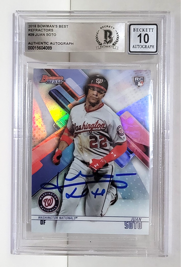2018 Bowman's Best Refractor Juan Soto RC #29 - BGS AUTO 10 Rookie