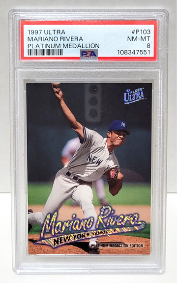 1997 Fleer Ultra Platinum Medallion /200 Mariano Rivera #P103 PSA 8 NM-MT