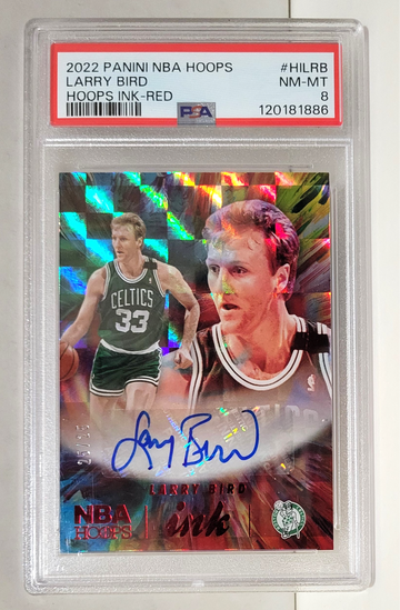 2022-23 Panini NBA Hoops Ink RED #/25 Larry Bird #HI-LRB - PSA 8 NM-MT AUTO