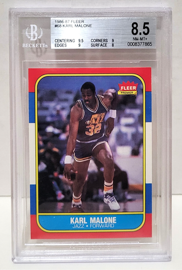 1986-87 Fleer Karl Malone RC #68 - BGS 8.5 NM-MT+ Almost 9 HOF Rookie