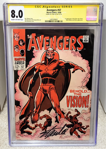 Avengers #57 (1968) CGC 8.0 SS - Signed by Stan Lee 1st Vision Marvel Comics Key