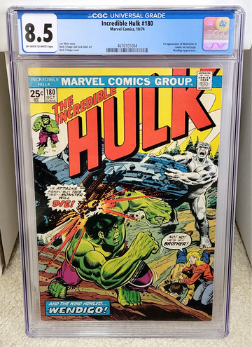 Incredible Hulk #180 (1974) CGC 8.5 - 1st Wolverine in Cameo Marvel Comics Key
