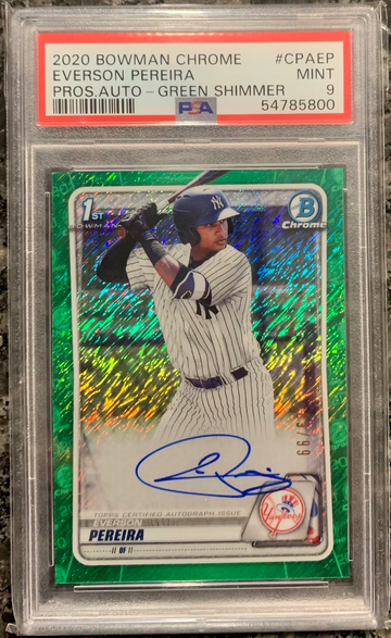 2020 Bowman Chrome Everson Pereira Green Shimmer Auto PSA 9