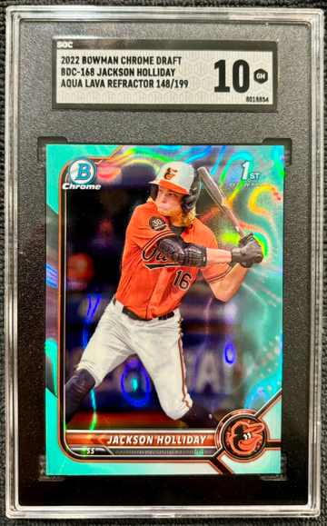 2022 Bowman Draft Chrome Jackson Holliday Aqua Lava Refractor SGC 10