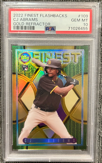 2022 Finest Flashbacks CJ Abrams #109 Gold Refractor RC PSA 10