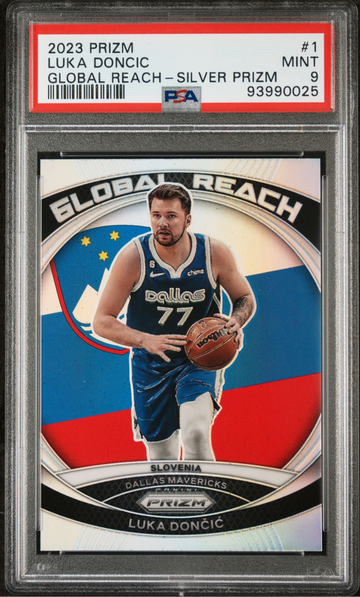 2023 Prizm Luka Doncic Global Reach Silver Prizm Mint 9
