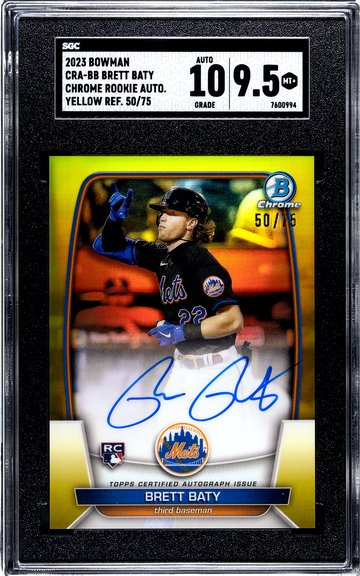 2023 Bowman Chrome Brett Baty Rookie Auto Yellow Refractor 50/75