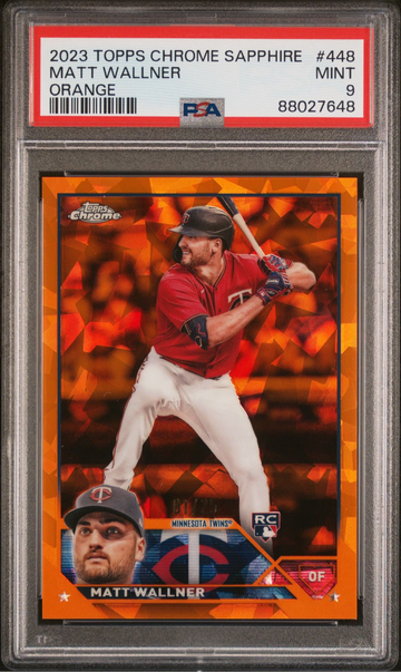 2023 Topps Chrome SAPPHIRE Matt Wallner ORANGE REFRACTOR /25 PSA 9 ROOKIE 448 SP