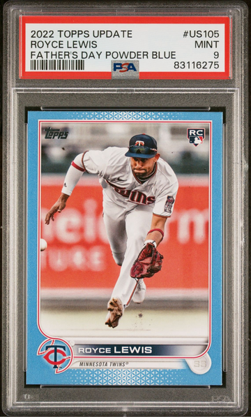 2022 Topps Update Royce Lewis /50 FATHER'S DAY POWDER BLUE PSA 9 ROOKIE SP US105