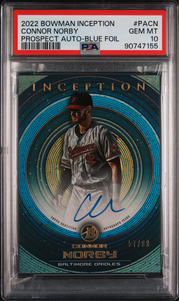 2022 BOWMAN INCEPTION CONNOR NORBY BLUE FOIL 57/99