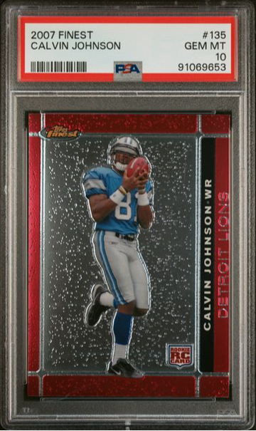2007 Topps Finest Calvin Johnson Rookie 135 PSA 10 Gem Mint