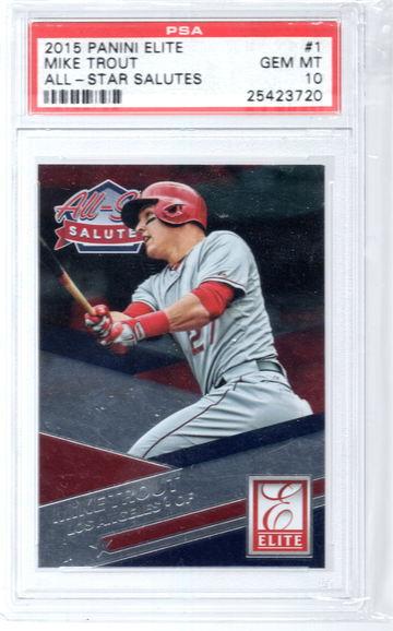 2015 PANINI ELITE ALL-STAR SALUTES #1 MIKE TROUT POP 5 PSA 10 GEM MINT POP 5