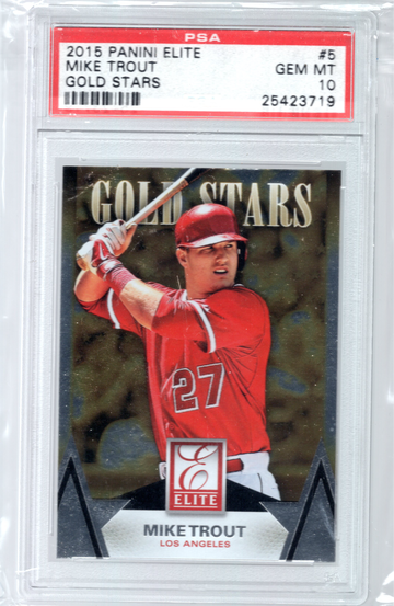 2015 PANINI ELITE GOLD STARS #5 MIKE TROUT POP 7 PSA 10 GEM MINT