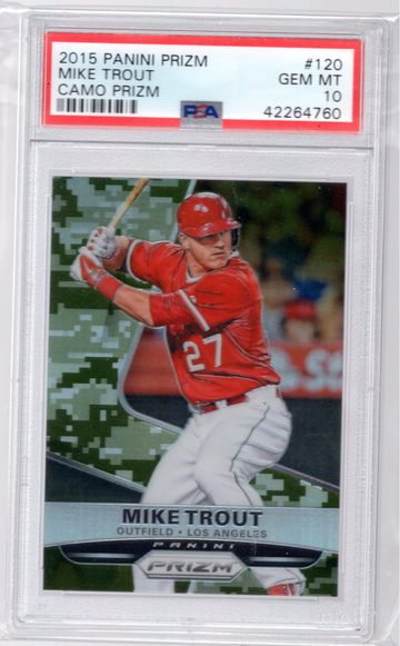 2015 PANINI PRIZM #120 MIKE TROUT CAMO LOW POP  PSA 10 GEM MINT