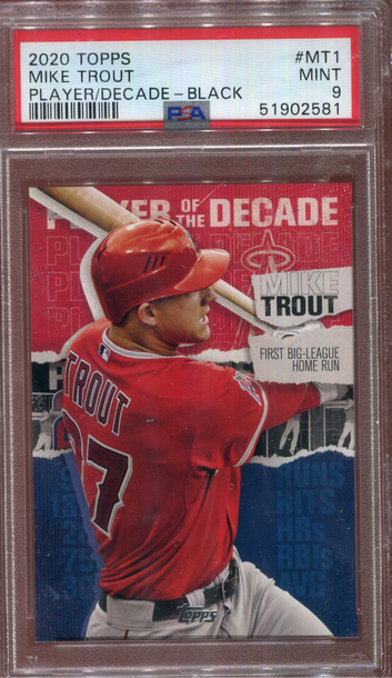 2020 TOPPS PLAYER OF THE DECADE MT1 MIKE TROUT BLACK SP POP 1 PSA 9 MINT