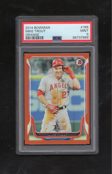 2014 BOWMAN #168 MIKE TROUT RARE ORANGE PARALLEL PSA 9 MINT