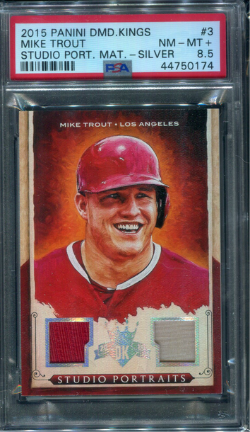 2015 PANINI DIAMOND KINGS STUDIO PORTRAIT MATERIALS #3 MIKE TROUT RARE SILVER PSA 8.5 NM-MT+