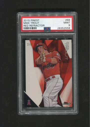 2015 FINEST #68 MIKE TROUT RED REFRACTOR VERY RARE POP 2 NONE HIGHER SSP /5 PSA 9 MINT