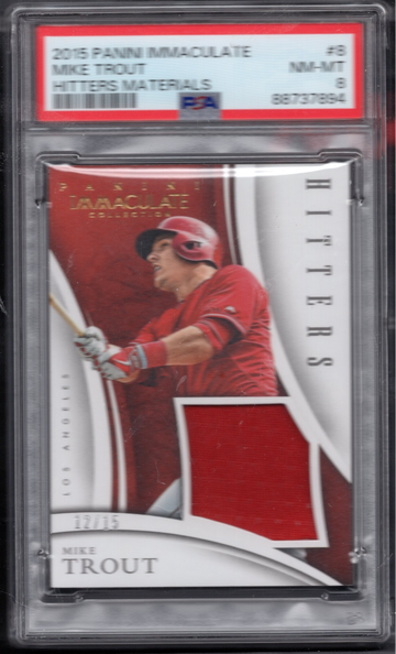 2015 PANINI IMMACULATE HITTERS MATERIALS #8 MIKE TROUT RARE ONLY ONE GRADED PSA 8 NM-MT