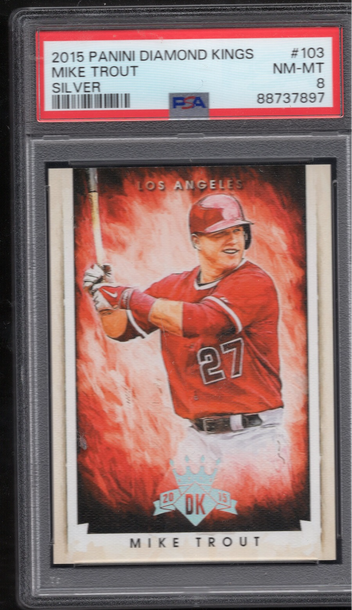 2015 PANINI DIAMOND KINGS #103 MIKE TROUT RARE SILVER ONLY GRADED PSA 8 NM-MT