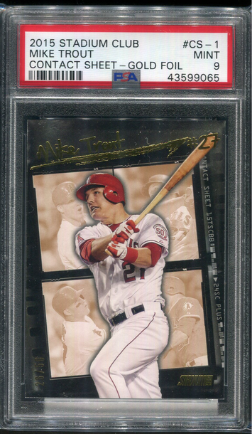 2015 STADIUM CLUB CONTACT SHEET CS-1 MIKE TROUT RARE GOLD FOIL POP 1 NONE HIGHER! PSA 9 MINT
