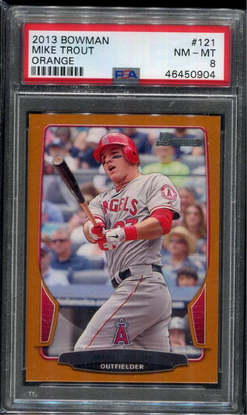 2013 Bowman #121 Mike Trout Orange /250 PSA 8 NM-MT