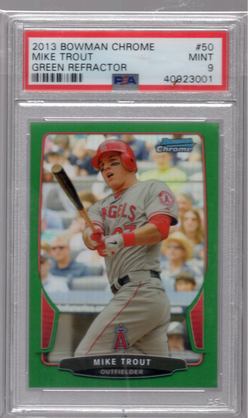2013 Bowman Chrome #50 Mike Trout Green Refractor PSA 9 MINT