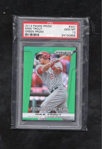 2013 Panini Prizm #301 Mike Trout Green Prizm SP PSA 10 GEM MINT