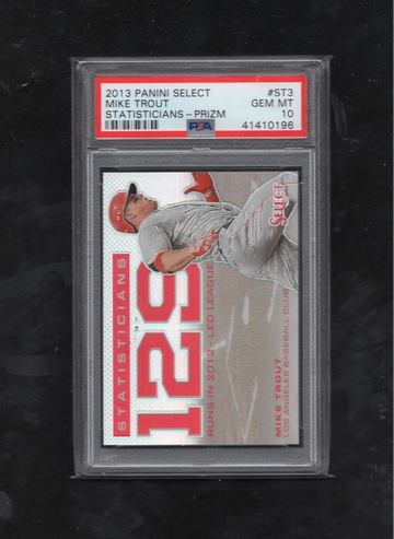 2013 Panini Select Statisticians #ST3 Mike Trout PRIZM PSA 10 GEM MINT