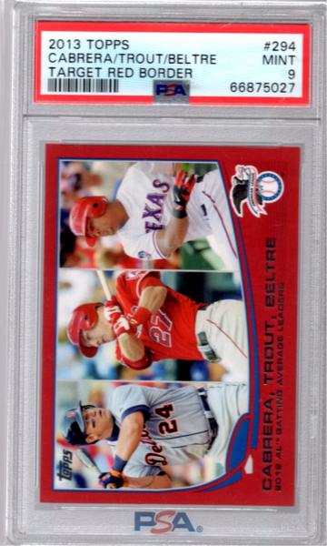 2013 Topps #294 Trout/Cabrera/Beltre Target Red Border PSA 9 MINT