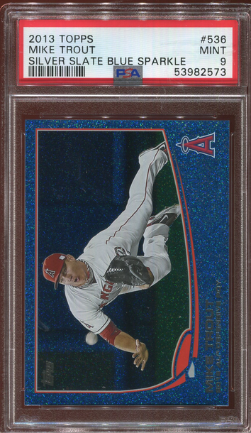 2013 Topps #536 Mike Trout SILVER SLATE BLUE SPARKLE PSA 9 MINT