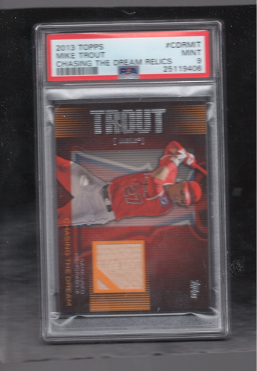 2013 Topps Chasing the Dream RELICS #CDRMIT Mike Trout RARE POP 2 NONE HIGHER PSA 9 MINT