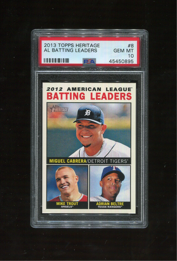 2013 Topps Heritage #8 Cabrera/Trout/Beltre PSA 10 GEM MINT