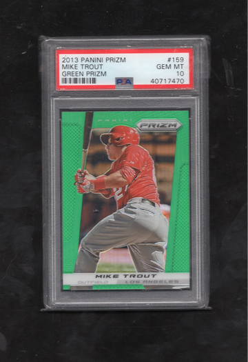 2013 PANINI PRIZM #159 MIKE TROUT GREEN PRIZM PSA 10 GEM MINT
