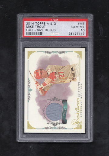 2014 TOPPS ALLEN & GINTER FULL-SIZE RELICS MIKE TROUT PSA 10 GEM MINT