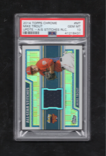 2014 TOPPS CHROME ALL-STAR STITCHES RELIC #MT MIKE TROUT POP 1 PSA 10 GEM MINT