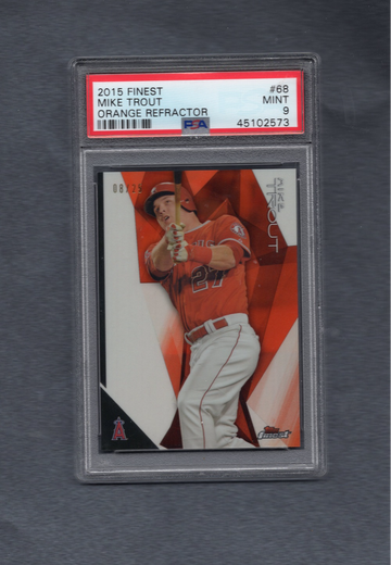 2015 FINEST #68 MIKE TROUT RARE ORANGE REFRACTOR SP /25 POP 4 ONLY ONE HIGHER PSA 9 MINT