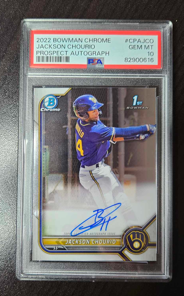 2022 Bowman Chrome Auto Jackson Chourio PSA 10 GEM MINT