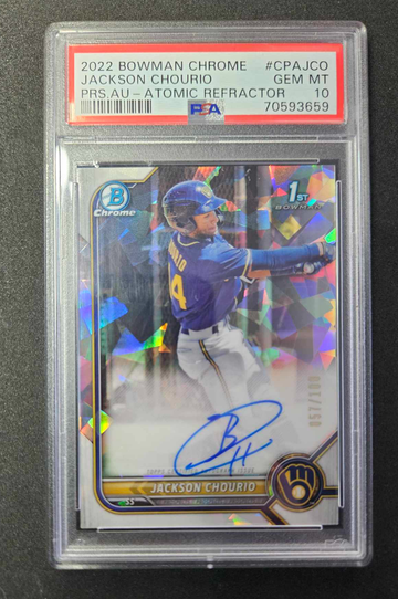 2022 Bowman Chrome Atomic Auto #57/100 Jackson Chourio GEM MINT PSA 10