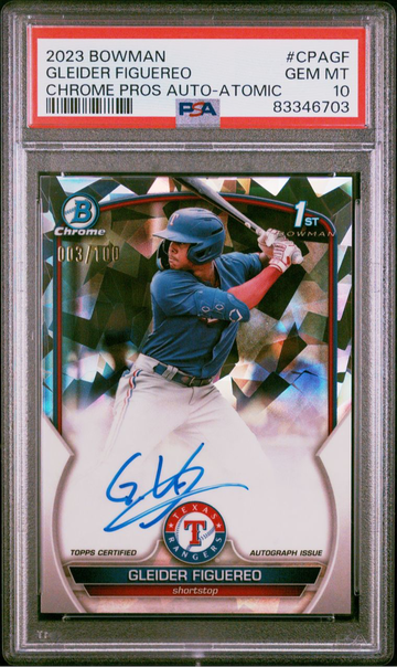 2023 Bowman Chrome Gleider Figuereo Atomic Refractor Auto RC /100 PSA 10