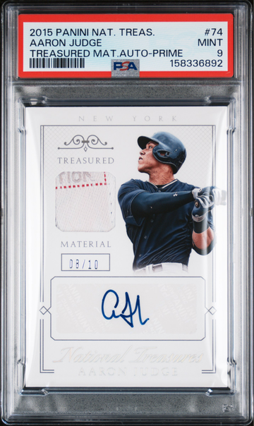 2015 National Treasures Aaron Judge Treasured Materials Auto Prime /10 PSA 9