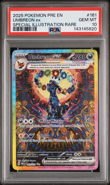 2025 Pokémon Prismatic Evolutions Umbreon ex #161 PSA 10