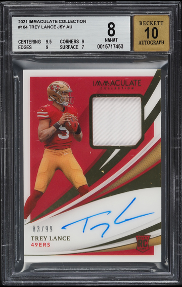 2021 Immaculate Trey Lance /99 Rookie Patch Auto - BGS 8/10