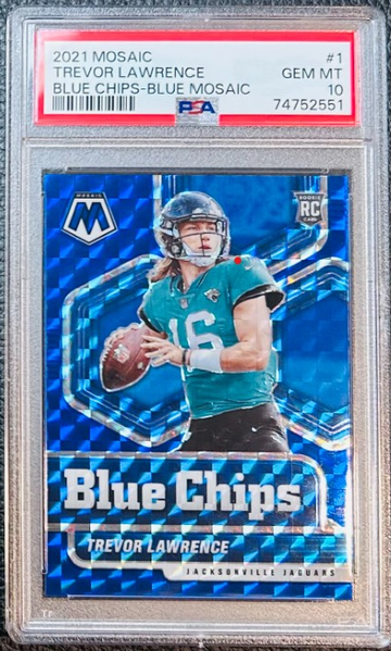 2021 Mosaic Blue Chips Trevor Lawrence Mosaic Blue #/99 #1 PSA 10