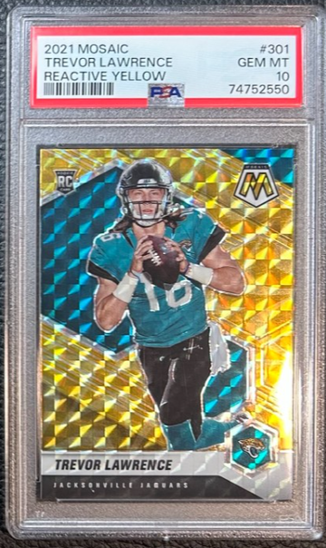 2021 Mosaic Trevor Lawrence Yellow Reactive Prizm #301 PSA 10 