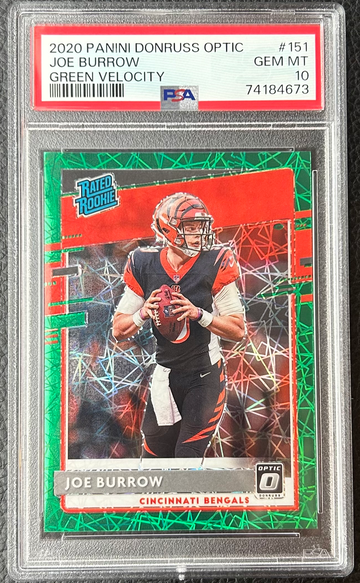 2020 Donruss Optic Green Joe Burrow Green Velocity Prizm #151 PSA 10 